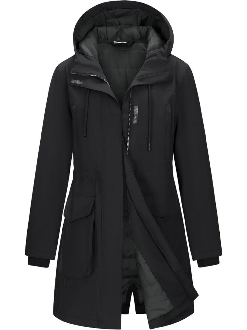 Women's Waterproof Insulated Long Rain Jacket with Hood - 33,000ft Style